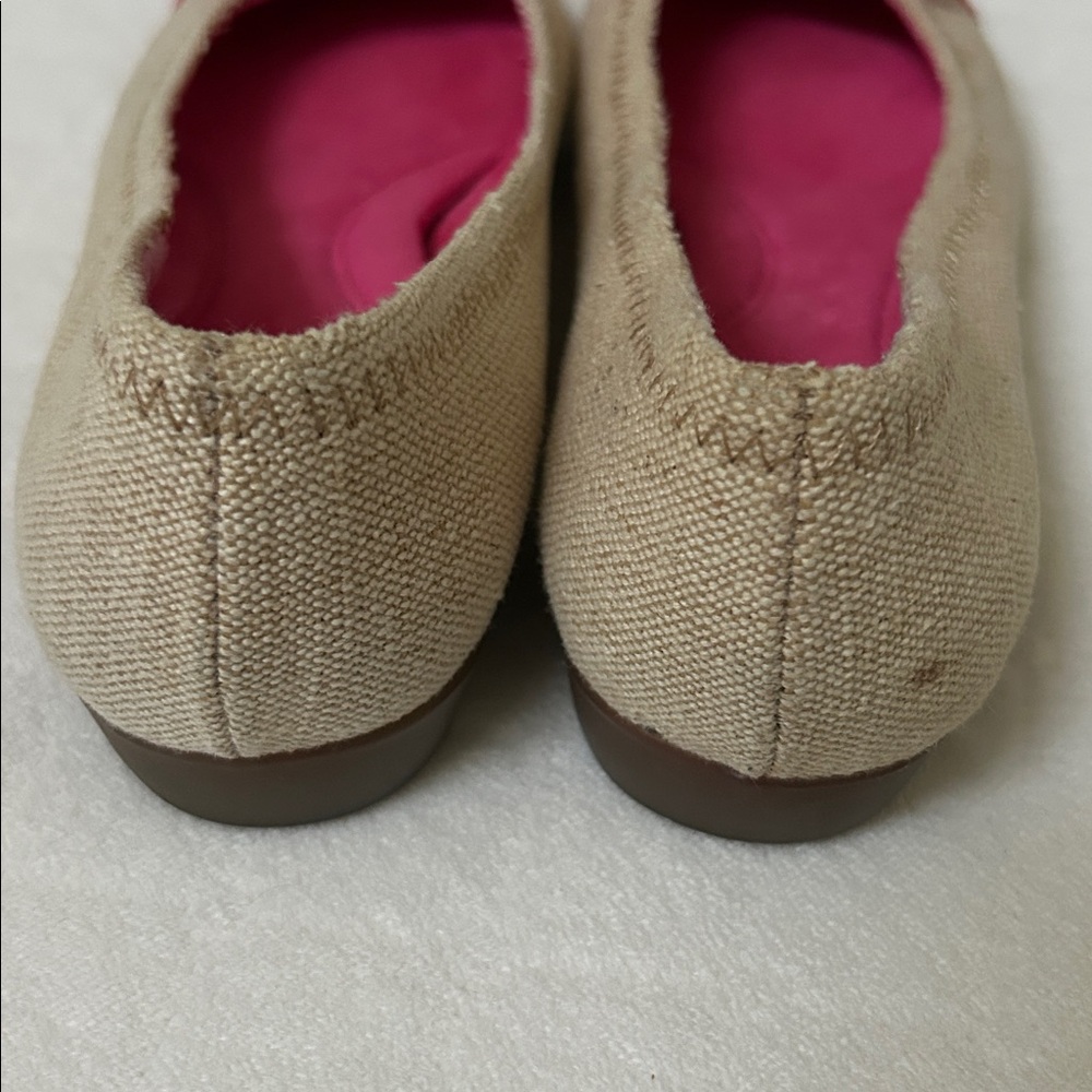 Aerosoles | Pink Patent Tan Canvas Ballet Flat Shoes | Size 6.5 - Picture 6 of 10